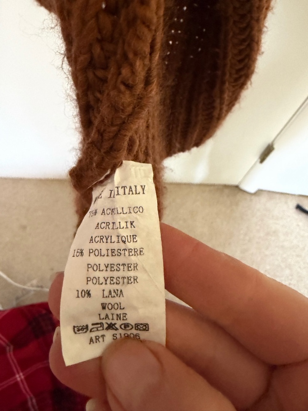 Open-Front Oversized Knit Cardigan - Rust - Picture 5 of 6